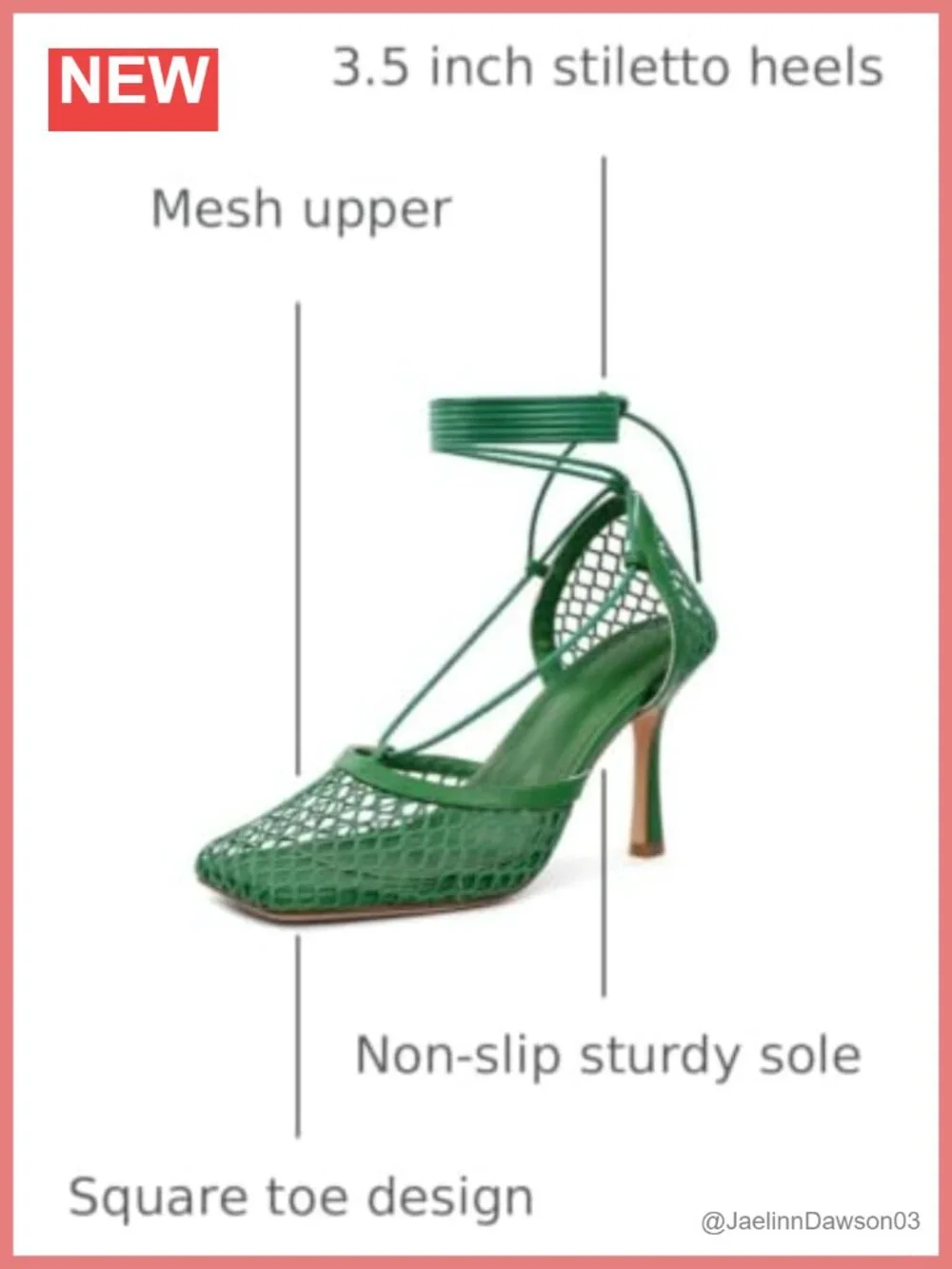 Strappy Stiletto Heels Sandals Closed Toe Lace Up Square Toe 3.5 Inch